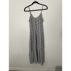 LACAUSA Oakwood Floral Cotton Maxi Dress In Ice Size Small